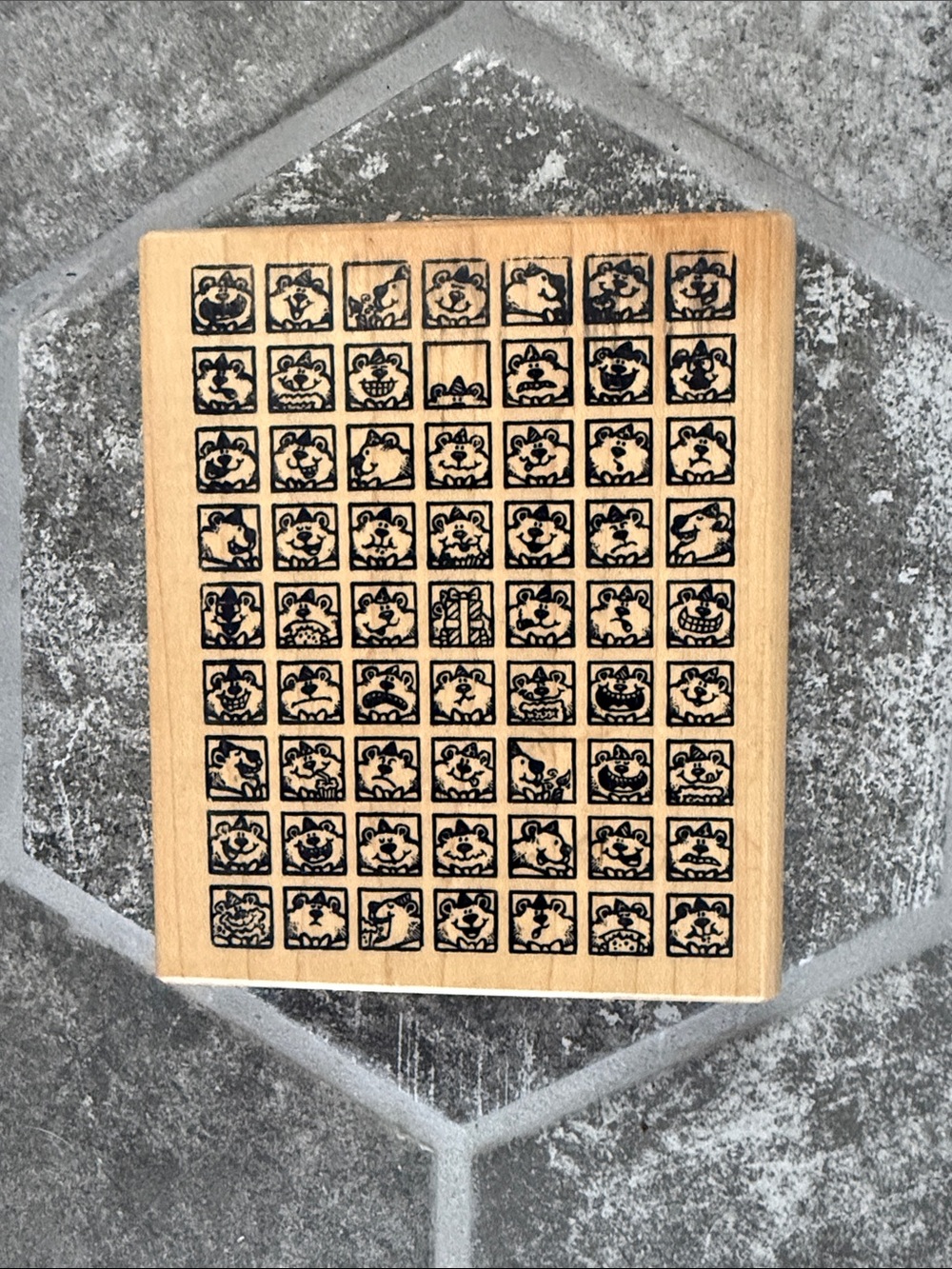 Giant Natural Wood Rubber Stamp  63 Emotions Feelings Mood Chart